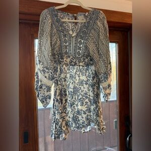 Sincerely Jules Floral Blue and Cream Dress - Juniors